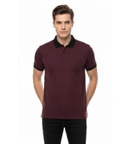 Erkek Polo Yaka Jakarlı Tişört BGL-ST00535 (Bordo)