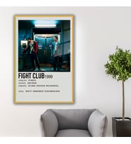 Metal Çerçeveli Temperli Cam Tablo Film Afişi Fight Club 1999 (Gold)