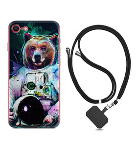 Apple iPhone 5 6 7 8 Plus Se XR Kılıf Boyun Askılı Silikon Astronot Panda 1755