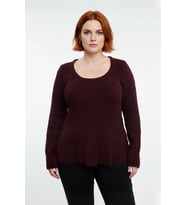 Kadın Mürdüm Casual Akrilik Triko Kazak Havuz Yaka Fitted Kesim Kışlık Günlük Şıklık Kaliteli