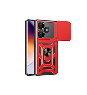 Xiaomi Redmi 13 4g Kılıf Pars Lens Yüzüklü Silikon - Kırmızı