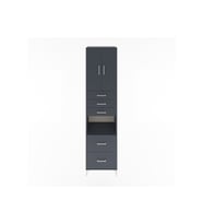 Hyperion Dolap 3 Raflı 5 Çekmeceli 2 Kapaklı 60x44x243 Antrasit-Antrasit
