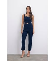 Bel Aksesuarlı Pantolon - LACİVERT