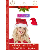 Özel Üretim Yıkanabilir Ucu Ponponlu Çocuk Yetişkin Yılbaşı Noel Baba %100 Polar Şapka 4 Adet