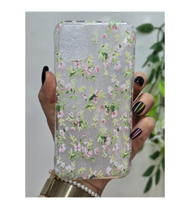 Iphone 11 Uyumlu Çiçekler Desenli Şeffaf Telefon Kılıfı