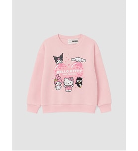LCW Kids Pembe Bisiklet Yaka Kuromi Baskılı Kız Çocuk Sweatshirt