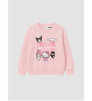 LCW Kids Pembe Bisiklet Yaka Kuromi Baskılı Kız Çocuk Sweatshirt
