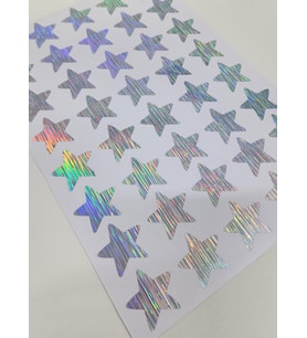 Yapışkanlı Sticker Yıldız Şekilli Sticker Etiket Holografik Renkli 40 Adet 3.5x3.5 cm