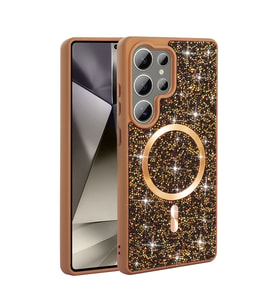 Lexroo Galaxy S26 Ultra Kılıf Pırlanta Tasarımlı M-safe Şarj Özellikli Mozaik - Desert Titanyum