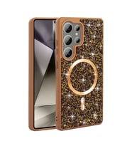 Lexroo Galaxy S26 Ultra Kılıf Pırlanta Tasarımlı M-safe Şarj Özellikli Mozaik - Desert Titanyum