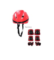 Kask Dizlik Dirseklik Koruyucu Set 7 Parça (Kırmızı)