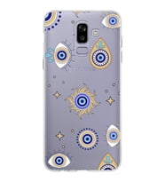 PrintiFy Samsung Galaxy J8 ile Uyumlu 1mm Slim Fit Nazar Boncuğu 5 Baskılı Şeffaf  Kılıf