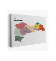 Erzincan  İli ve İlçeler Haritası  Dekoratif Kanvas Tablo 1334