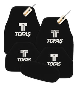 Tofaş Oto Halı Paspas 5 Parça Set – Kaymaz Tabanlı, Kolay Temizlenen, Suya Dayanıklı Araç Paspası (Siyah)