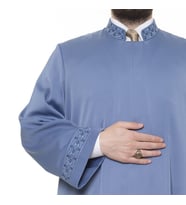Sabuni İmam Cübbesi İndigo - Kol ve Yaka Nakışlı Model (Mavi)