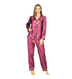 Sistina Bayan Mor Saten Uzun Kollu Pijama Takımı 1613