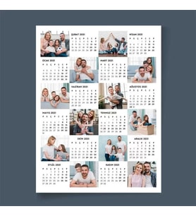 Kişiye Özel 12 Fotoğraflı Afiş 2026 Duvar Takvimi - 35x50cm Çerçevesiz