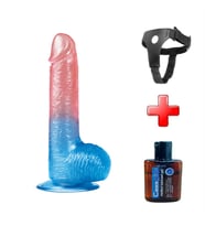 OdinsShop 19 cm Belden Bağlamalı Çift Renkli Realistik Vantuzlu Dildo Penis