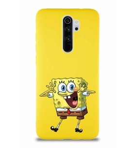 Xiaomi Redmi Note 8 Pro Soft Premier Kapak Sünger Bob Tasarımlı Silikon Kılıf - Sarı (Şeffaf)