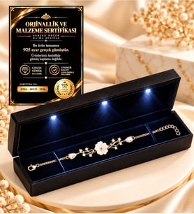 925 Ayar Gümüş ROSE Manolya Çiçeği Modeli Kadın Bileklik Premium Işıklı Takı Kutulu