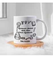 Öğretmenler Günü İçin Kişiye Özel Porselen Kupa Bardak - BY-KP-0000305 (Beyaz)