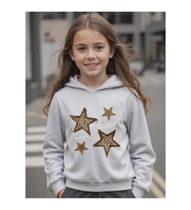 Eternal Light Baskılı Oversize Çocuk Sweatshirt (Gri)