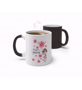 BK Gift Kişiye Özel Bugün Günlerden Annem Tasarımlı Sihirli Kupa Bardak-2 (Beyaz)