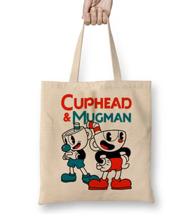 Cuphead & Mugman Bez Çanta Uzun Saplı