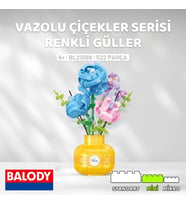 Balody Vazolu Çiçekler Serisi – Renkli Güller (BL21088) – Mini Blok Yapı Oyuncakları Seti (Mavi)