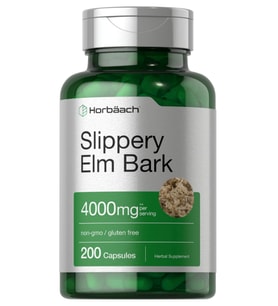 Horbäach Slippery Elm Bark 200 Capsules Non-GMO Gluten Free.