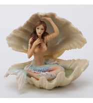 Wise Karışık-Wise Biblolar - İstiridye İçinde Denizkızı Biblo 15x13x13 cm Dekoratif Obje Hediyelik (Çok Renkli)