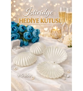 İstiridye Hediye Kutusu - Nişan Düğün Kına için Hediye Kutusu - Anahtarlık Kutusu 8x6*3,5