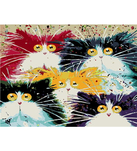 Şaşkın Kediler Sayılarla Boyama Seti 50x65 cm (Tuvale Gerili)