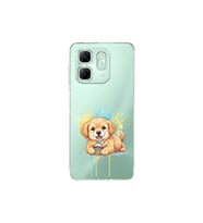Infinix Hot 50i ile Uyumlu Splash Köpek Tasarımlı Şeffaf Silikon Kılıf