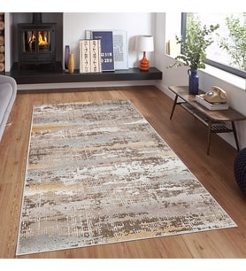 Çok Renkli Batik Desen Yıkanabilir Kaymaz Taban Leke Tutmaz Modern Salon Halısı ve Yolluk (KAHVE)