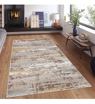 Çok Renkli Batik Desen Yıkanabilir Kaymaz Taban Leke Tutmaz Modern Salon Halısı ve Yolluk (KAHVE)