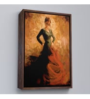 Çerçeveli Flamenko Dansçısı Kadın Dekoratif Duvar Tablosu (Beyaz)