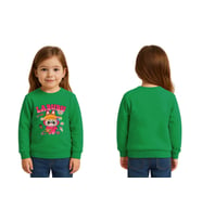 Unisex Labubu Baskılı Çocuk Swaetshirt 3 İplik Şardonlu (Yeşil)