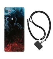 Xiaomi Mi 13 Lite Kılıf Resimli Boyun Askılı İpli Desenli Silikon Red Blue Black Abstact 1386