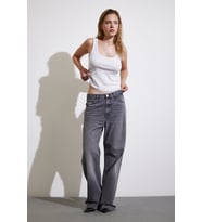 Yüksek Bel Kesik Paça Wide Leg Jean Antirasit