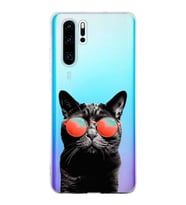 PrintiFy Huawei P30 Pro ile Uyumlu 1mm Slim Fit Kedi 3 050d Baskılı Şeffaf  Kılıf