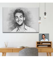 Kişiye Özel Renkli Karakalem Tasarımlı Pencil Sketch Effectli Tablo (8 Farklı Ölçü)