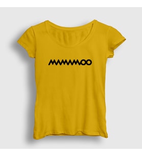Presmono Kadın Sarı Logo K-Pop Mamamoo T-Shirt 273663tt (Sarı)