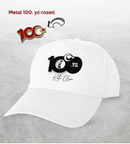 BK Gift 100. Yıl Hatırası Beyaz Şapka ve Gold Metal Rozet Hediye Seti-1, 29 Ekim Hediyesi, Cumhuriyet Bayramı, 100.Yıl Hediyesi