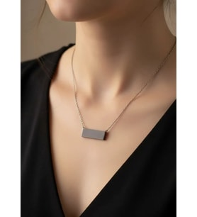 Çelik Silver Plaka Kolye - 25-clkk106