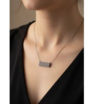Çelik Silver Plaka Kolye - 25-clkk106