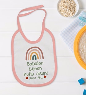 BK Kids Kişiye Özel Pembe Bebek Mama Önlüğü - Model 31