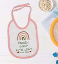 BK Kids Kişiye Özel Pembe Bebek Mama Önlüğü - Model 31