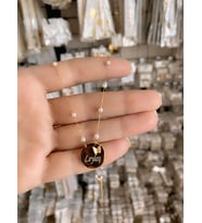 ÇELİK KİŞİYE ÖZEL İSİMLİ TASARIM İNCİDET AYLI KOLYE (Gold)