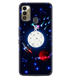 Tecno Sparrk 7T Kılıf Silikon Desen Ay ve Astronot 1694